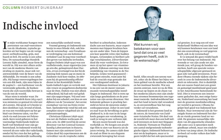 Kolom Robert Dijkgraaf berdjudul »Indische Invloed«