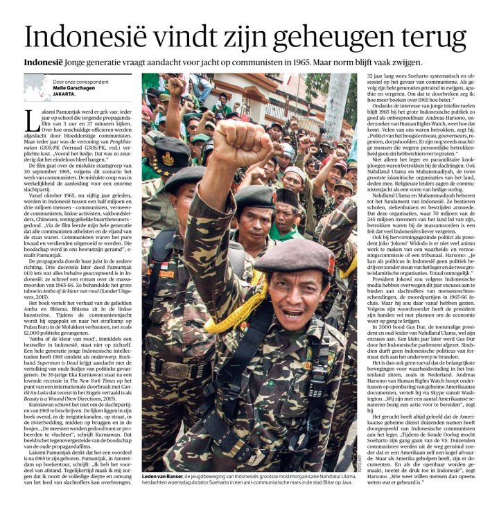 Berita NRC Handelsblad tentang Laksmi Pamuntjak, Eka Kurniawan dan Andreas Harsono