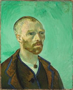 Potret diri Vincent van Gogh jang didedikannja kepada Paul Gauguin (https://nl.wikipedia.org/wiki/Vincent_van_Gogh#/media/File:Van_Gogh_self-portrait_dedicated_to_Gauguin.jpg)