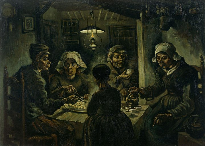 Aardapeleters alias pemakan kentang (https://nl.wikipedia.org/wiki/Vincent_van_Gogh#/media/File:Van-willem-vincent-gogh-die-kartoffelesser-03850.jpg)