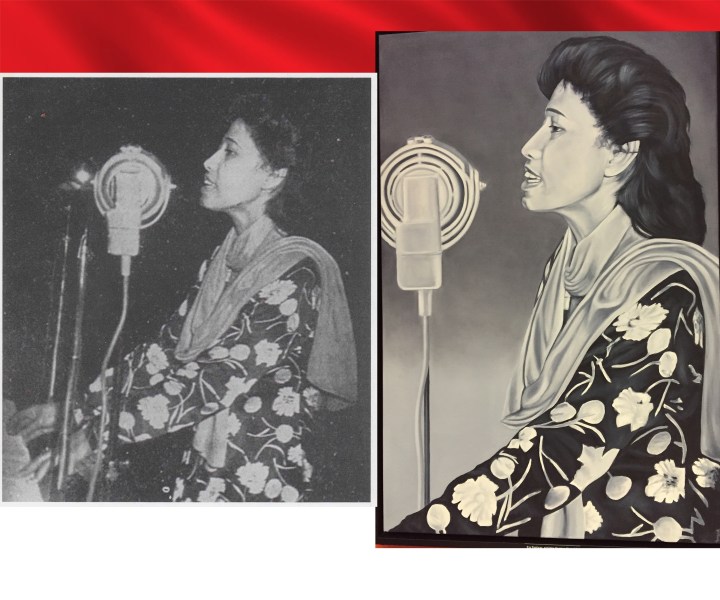 Evy Poetiray tatkala berpidato di Amsterdam