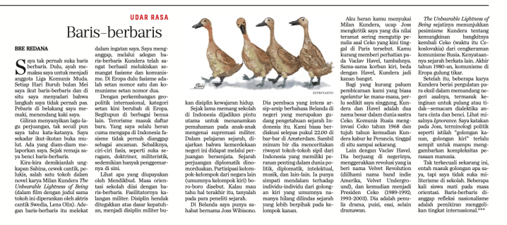 Kolom Udar Rasa, berdjudul Baris berbaris, Kompas 21 djuli 2019