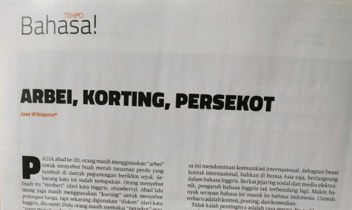 Artikel ini tatkala terbit di mingguan Tempo